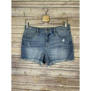 Universal Thread Size 6/28 High Rise Shortie Shorts Cut Off Denim Frayed Boho